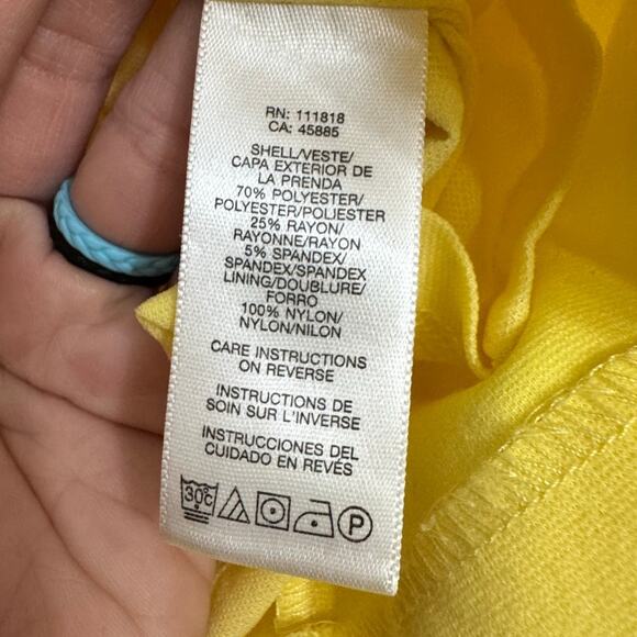 Michael Kors Yellow Sleeveless Sheath Dress Size 4 V-Neck Pockets Mod Retro - Picture 4 of 6